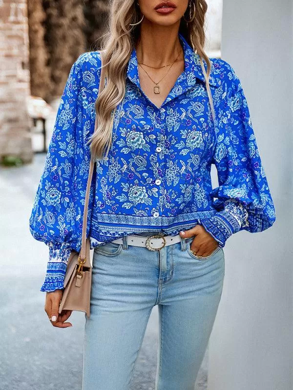 Printed Casual Long Sleeved Women Shirt