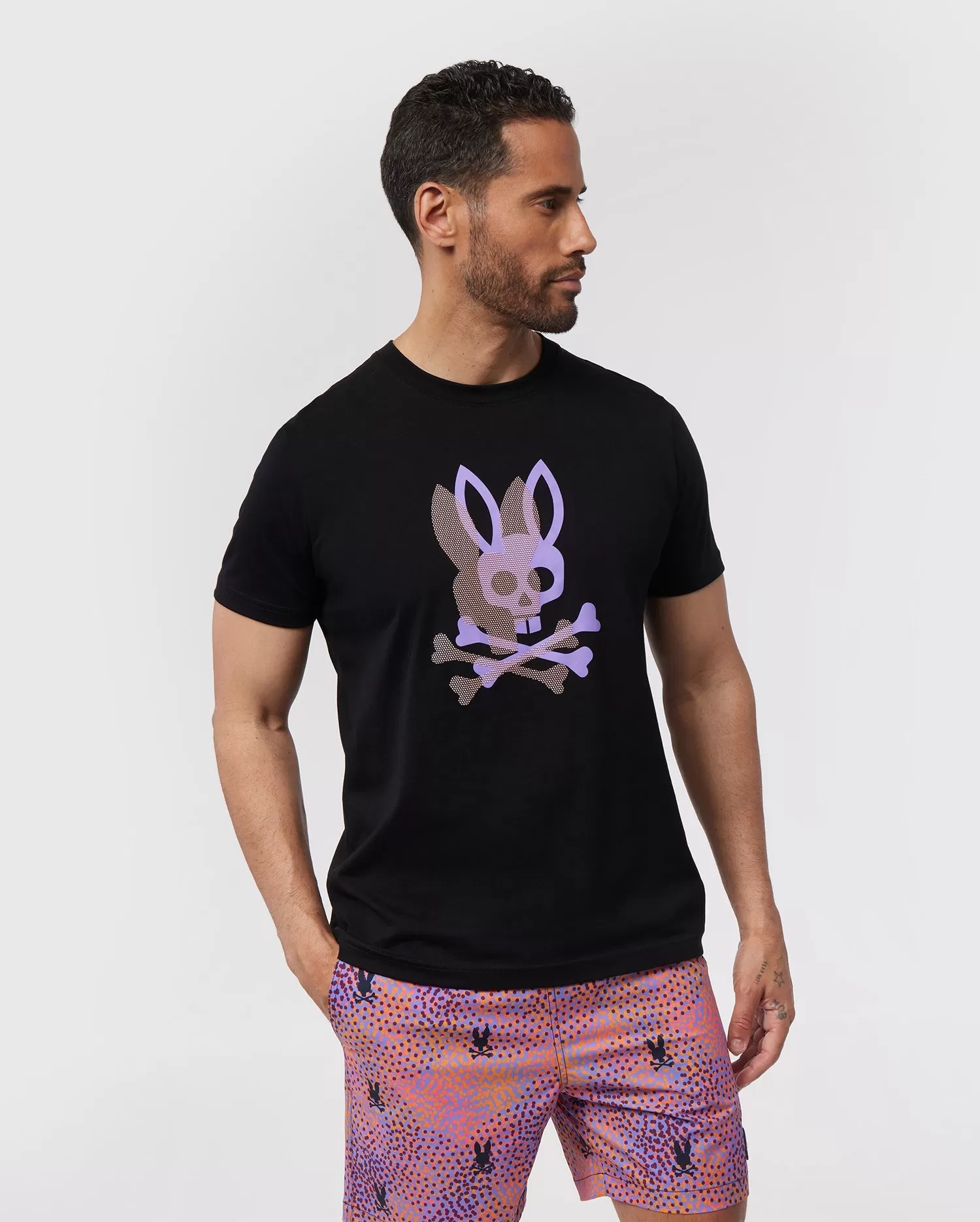 Psycho Bunny Mens Chicago HD Dotted Graphic Tee - Black