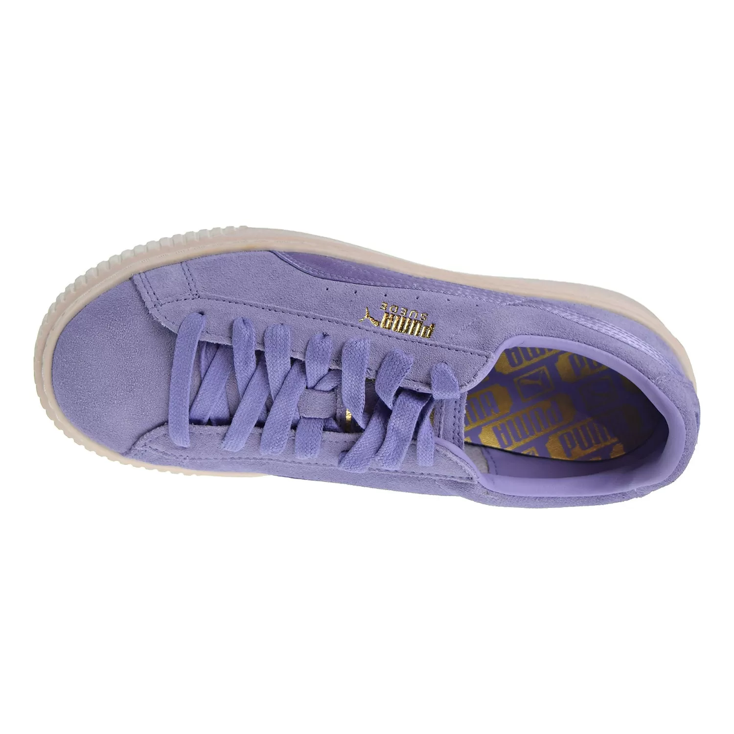 Puma Suede Platform Mono Satin Women's Shoes Lavender/Whisper/Gold