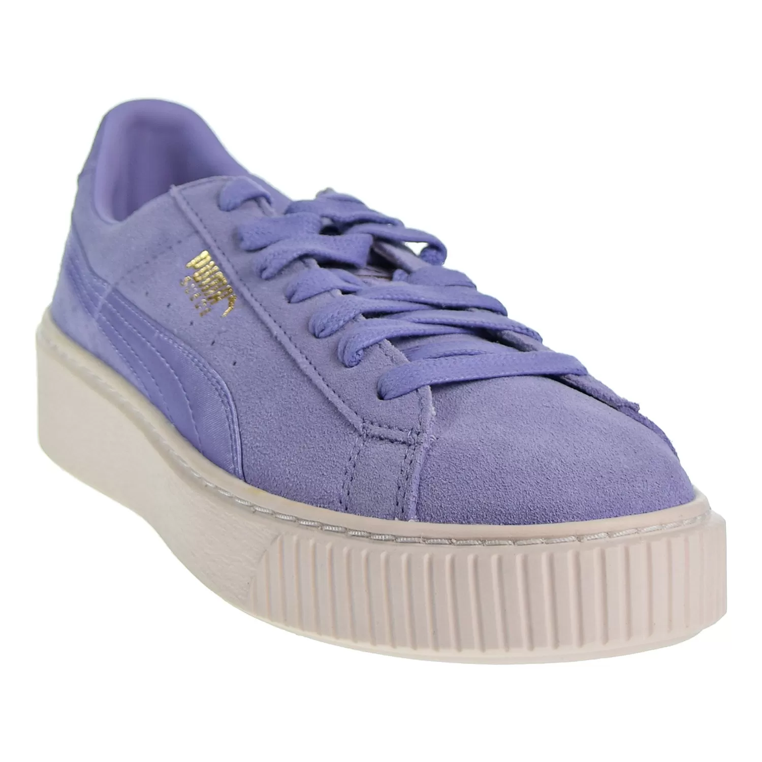 Puma Suede Platform Mono Satin Women's Shoes Lavender/Whisper/Gold