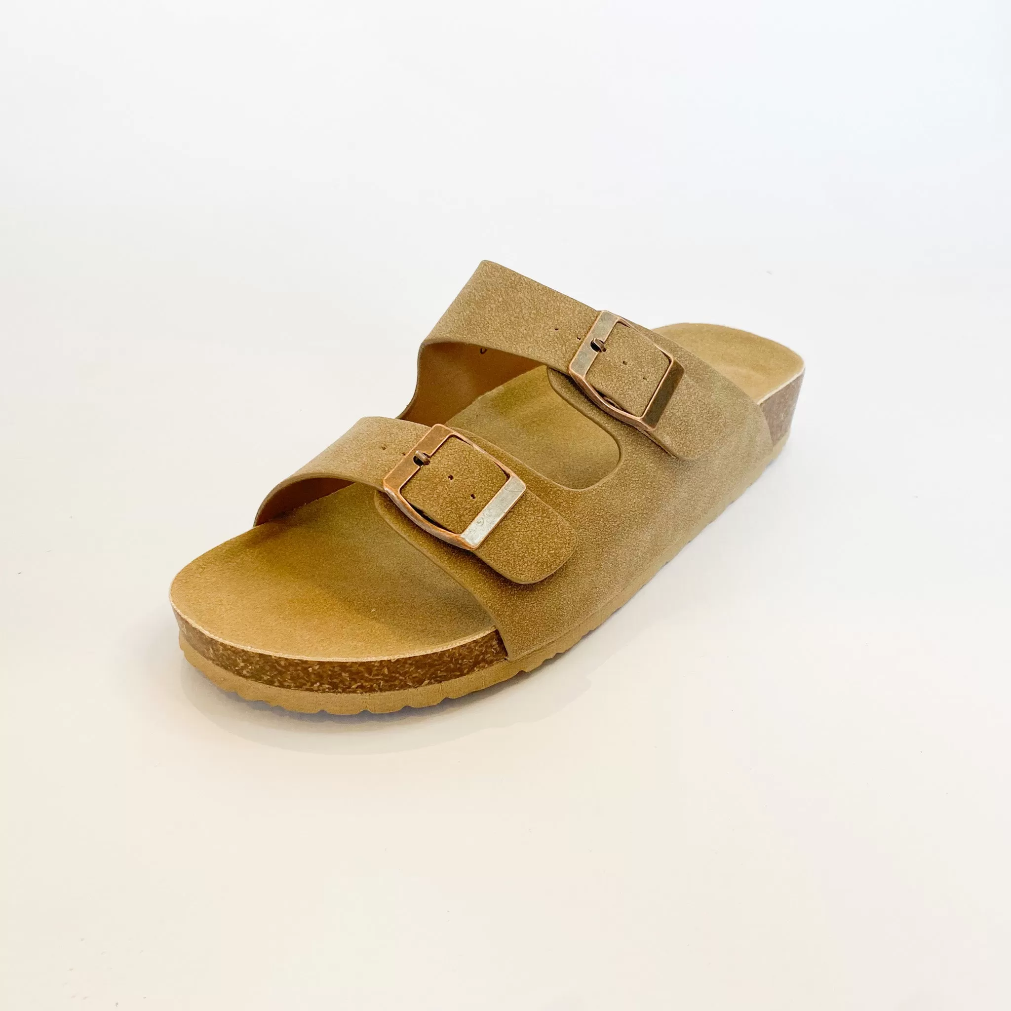 Queue taupe double buckle sandal