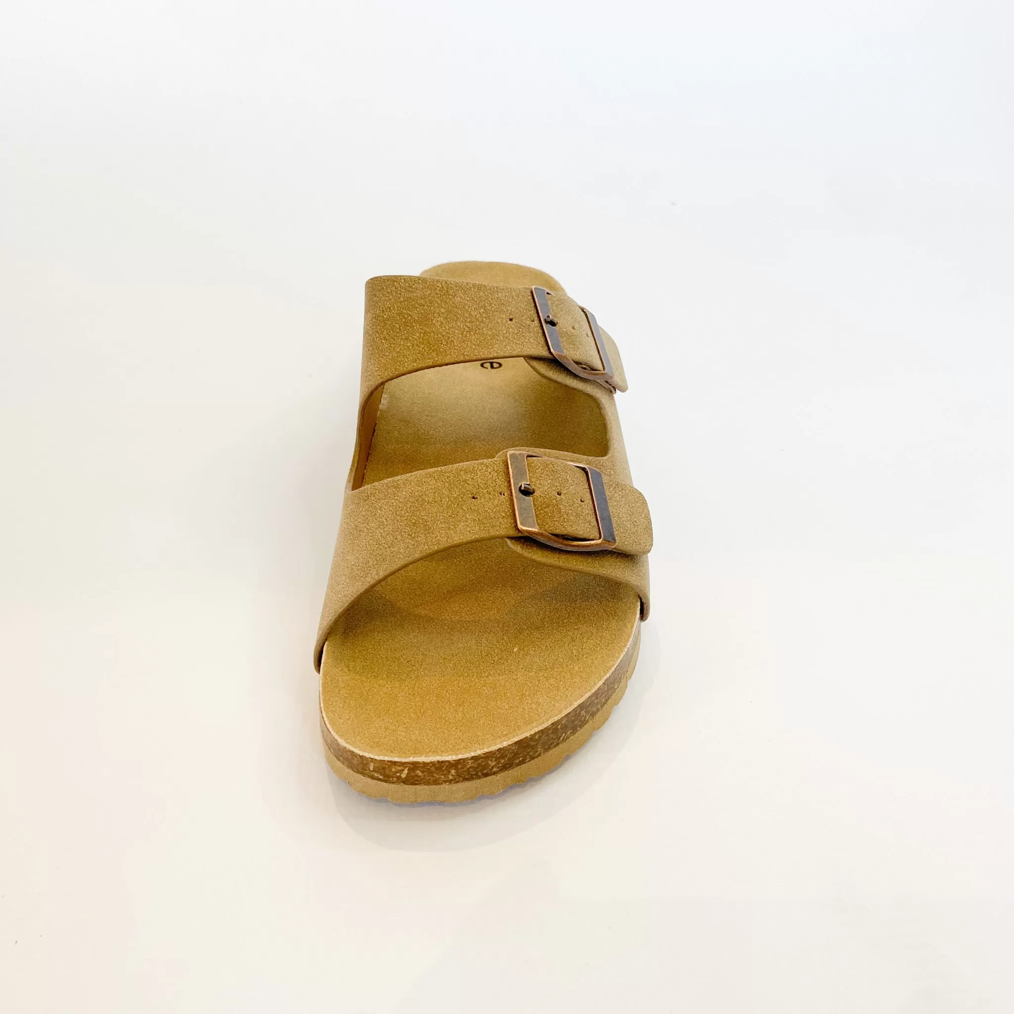 Queue taupe double buckle sandal