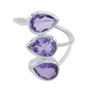 Ravishing Gem Amethyst 925 Sterling Silver Ring Estate Jewelry For Sale