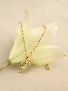 Real Gold-plated Script (P) Initial Pendant Necklace Gold