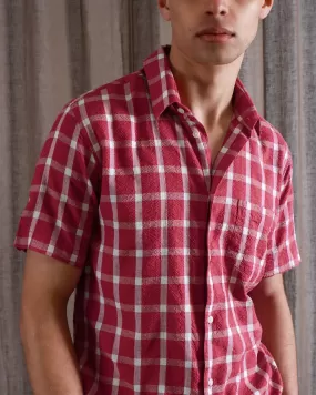 Ribbed Seersucker Check Shirt - Rose