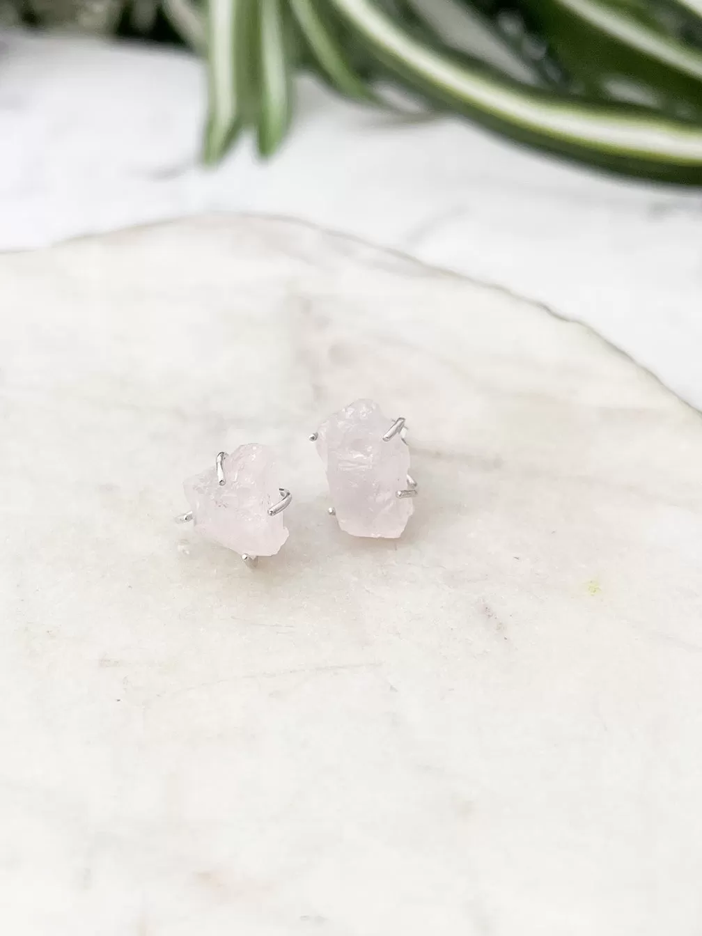 rose quartz crush earrings - sterling silver