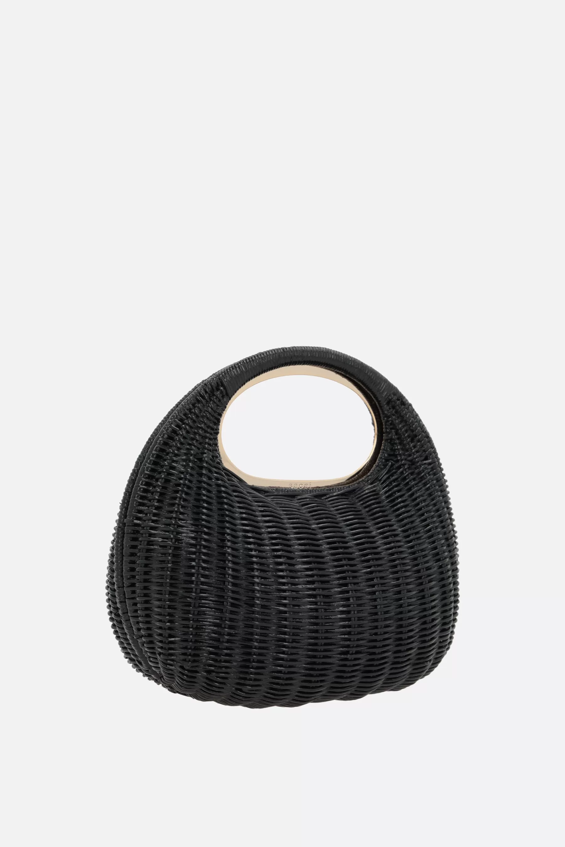 Round rattan handbag