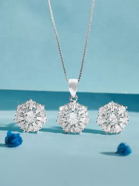 Rubans 925 Silver The Heptagon Of Zircons - Necklace Set