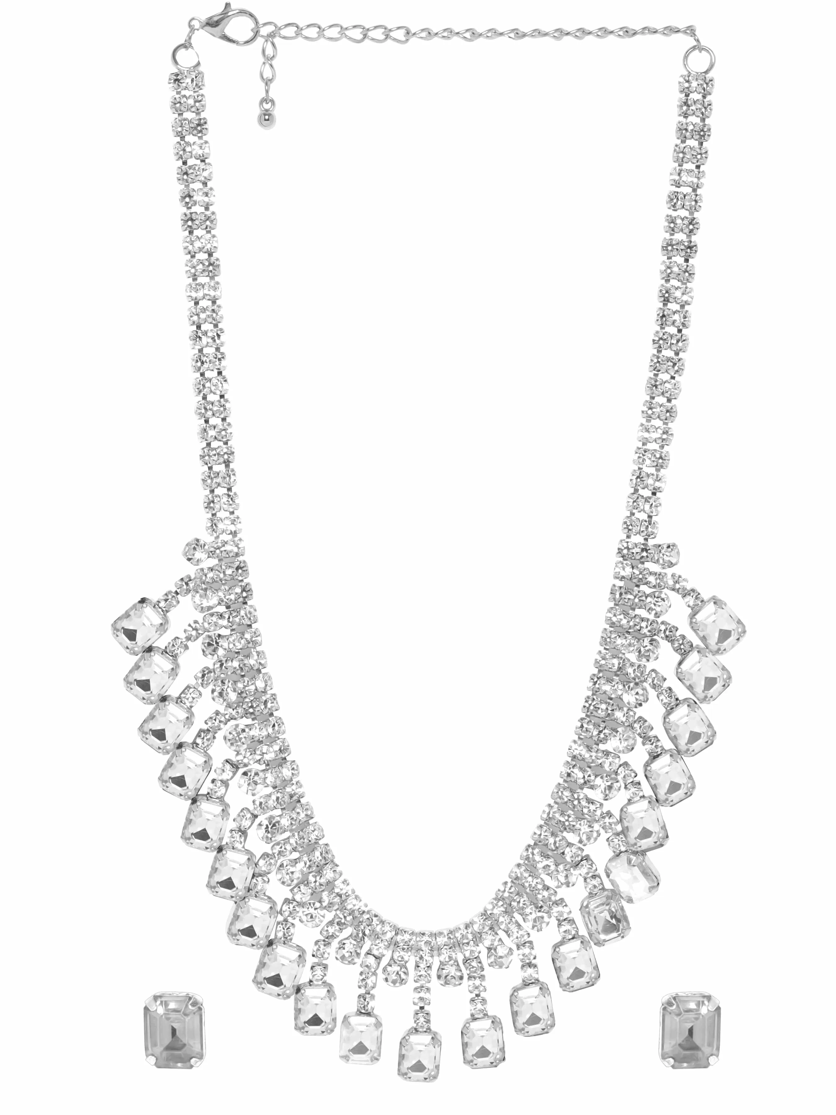 Rubans Serenity Zircon Stone Silver Tone Western Necklace Set