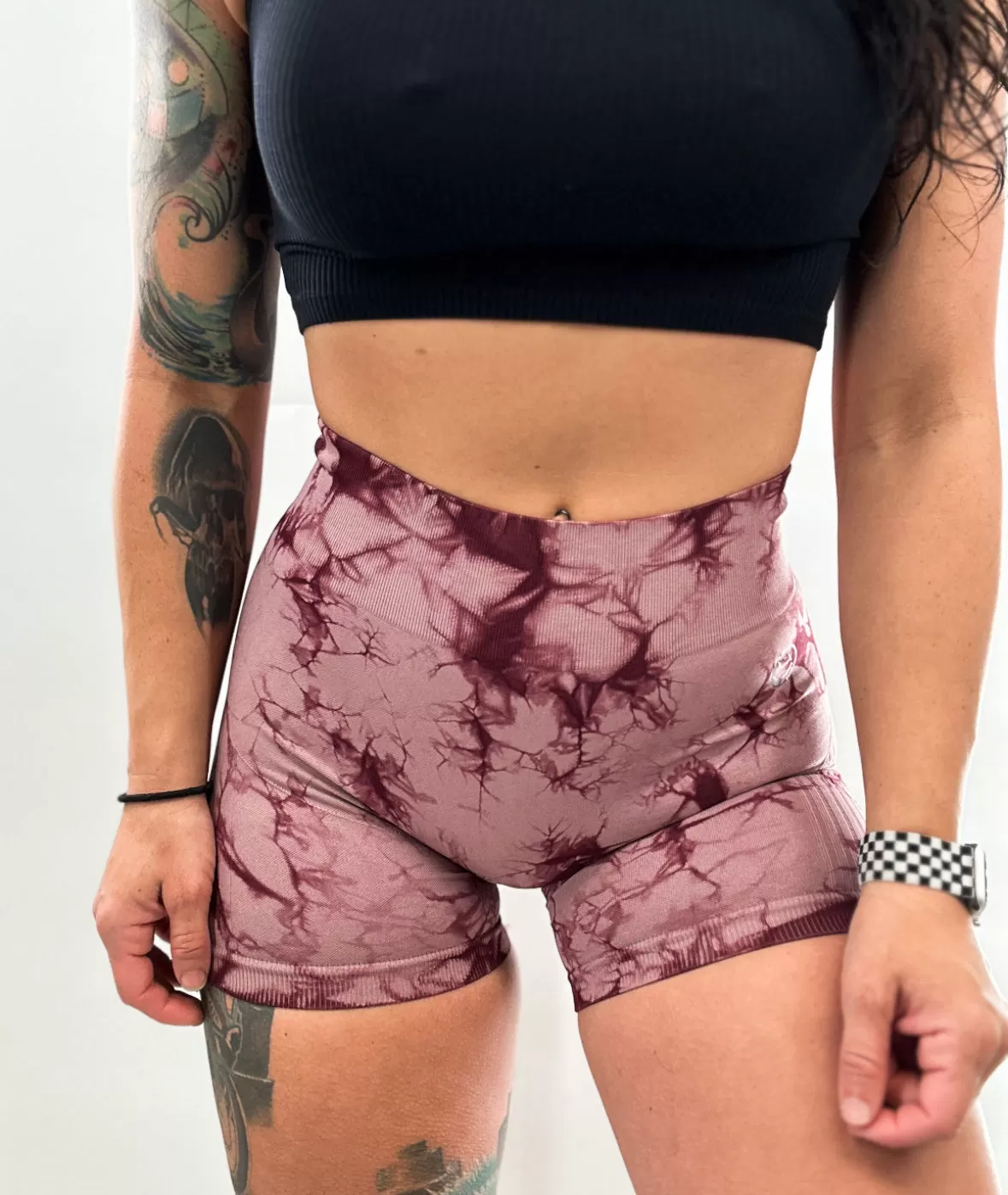 Salty Savage Ladies "OG Smile" Seamless Booty Scrunch Tie Dye Shorts