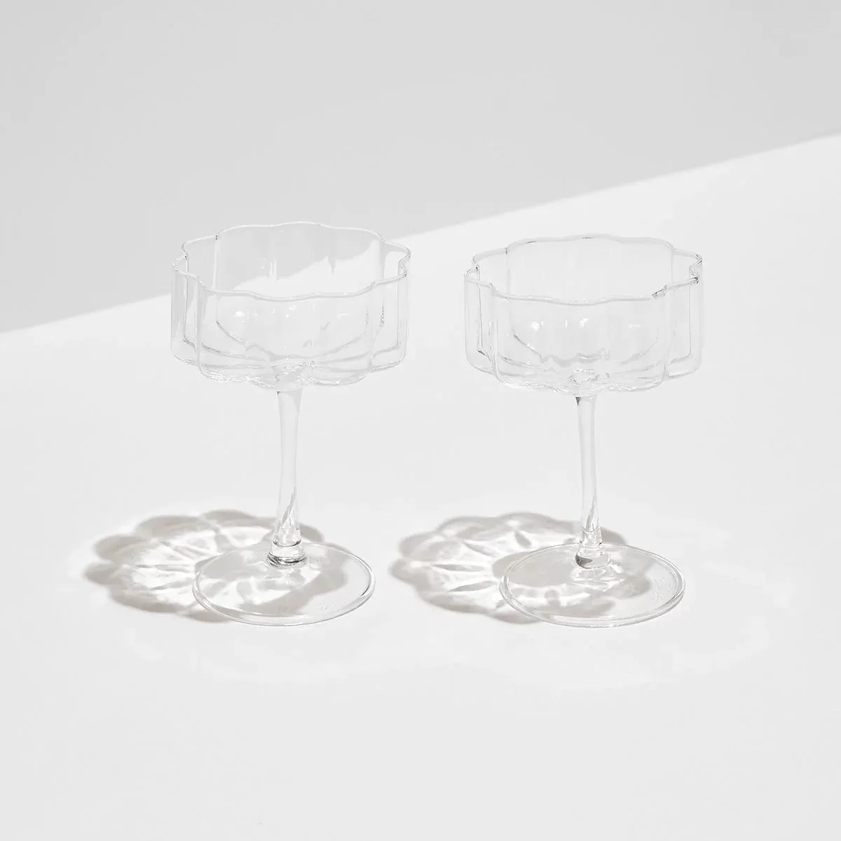 Scalloped Coupe Glasses Set - (3 colors)