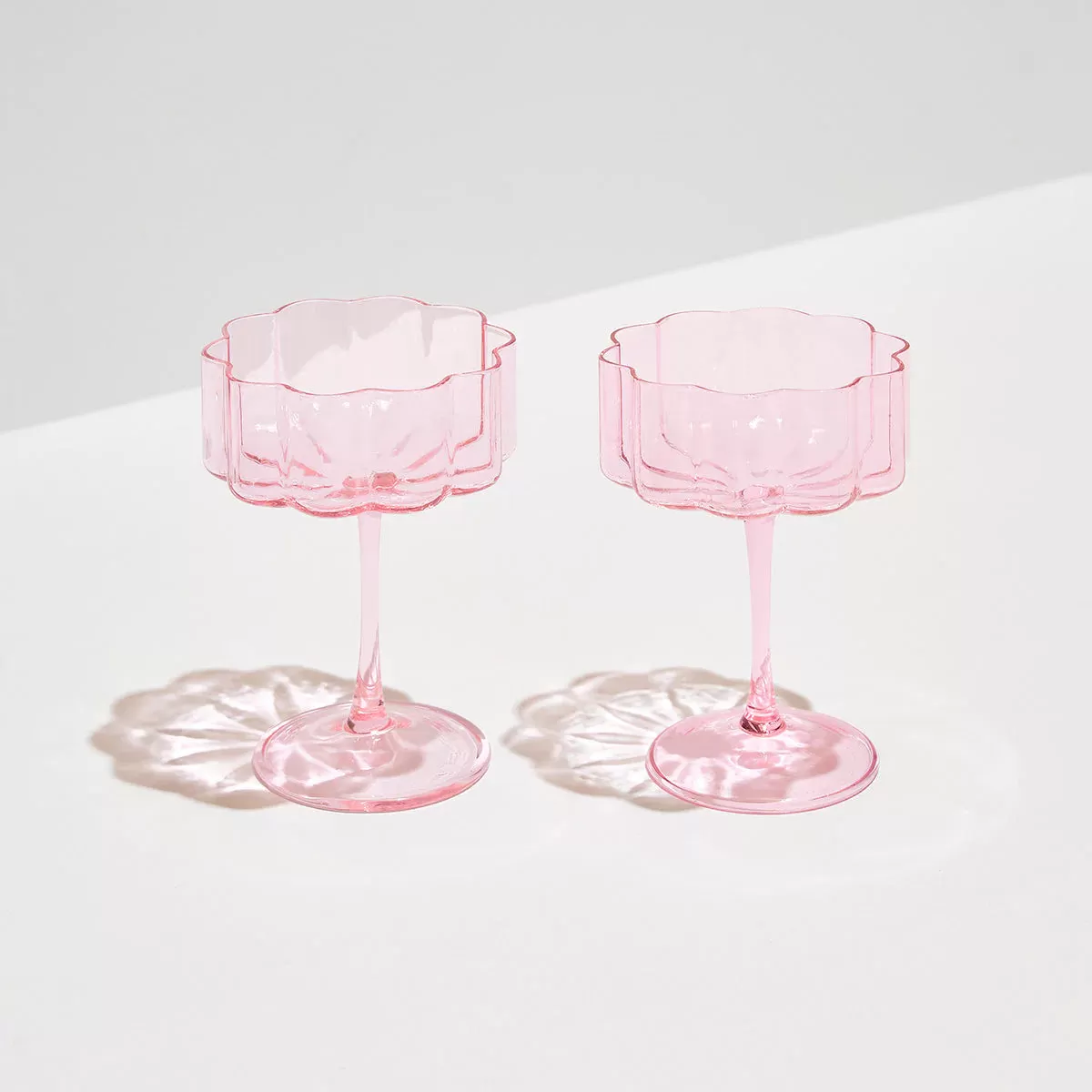 Scalloped Coupe Glasses Set - (3 colors)