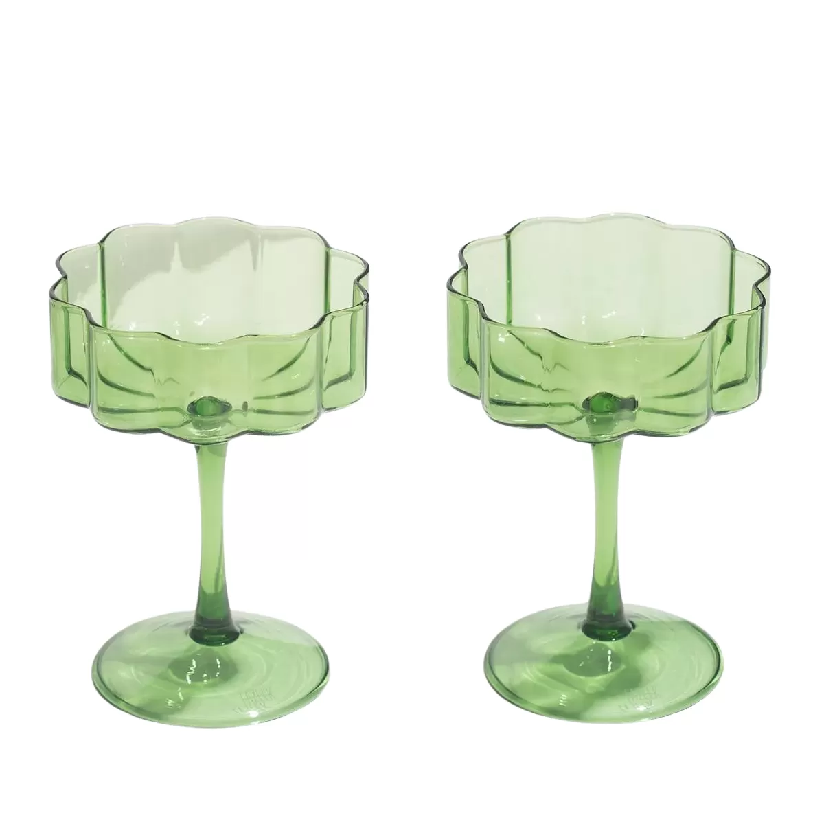 Scalloped Coupe Glasses Set - (3 colors)