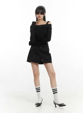 Solid Slit Mini Skort IM406