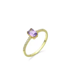 Sterling Silver Amethyst Ring | 18K Gold Vermeil