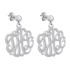 Sterling Silver Cutout Monogram Earrings