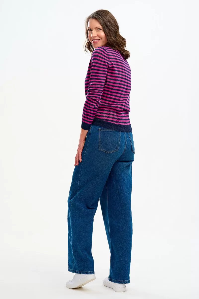 Sugarhill - Rowena Jumper - Navy Pink Sparkle Stripe