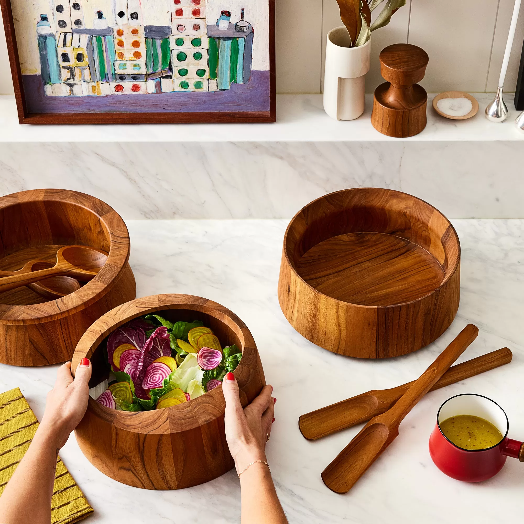 Teak Ellipse Salad Bowl