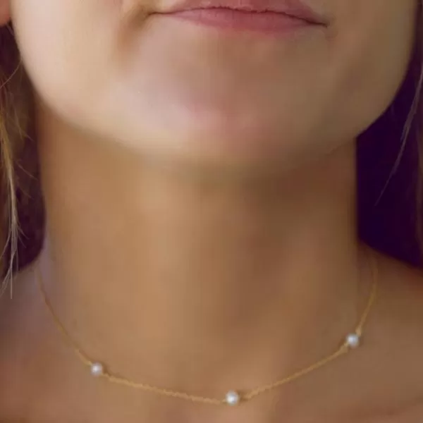 Three Pearl Choker Necklace