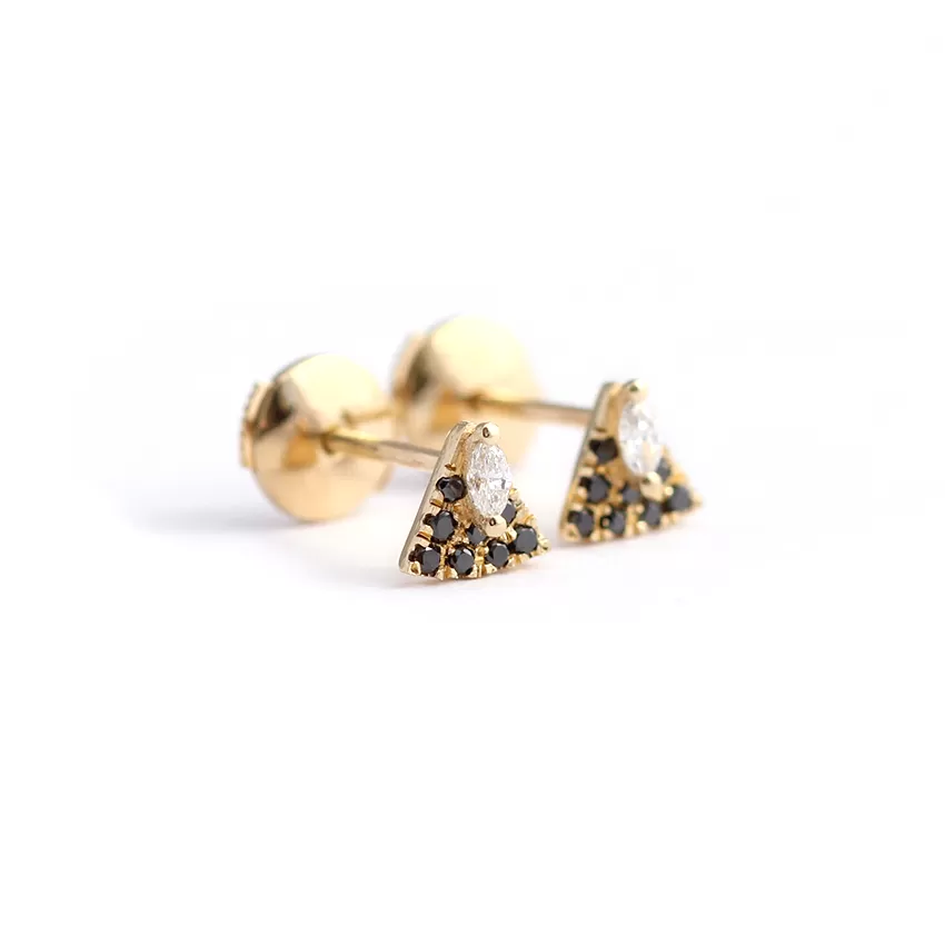 Tiny Diamond Studs - Art Deco Earrings