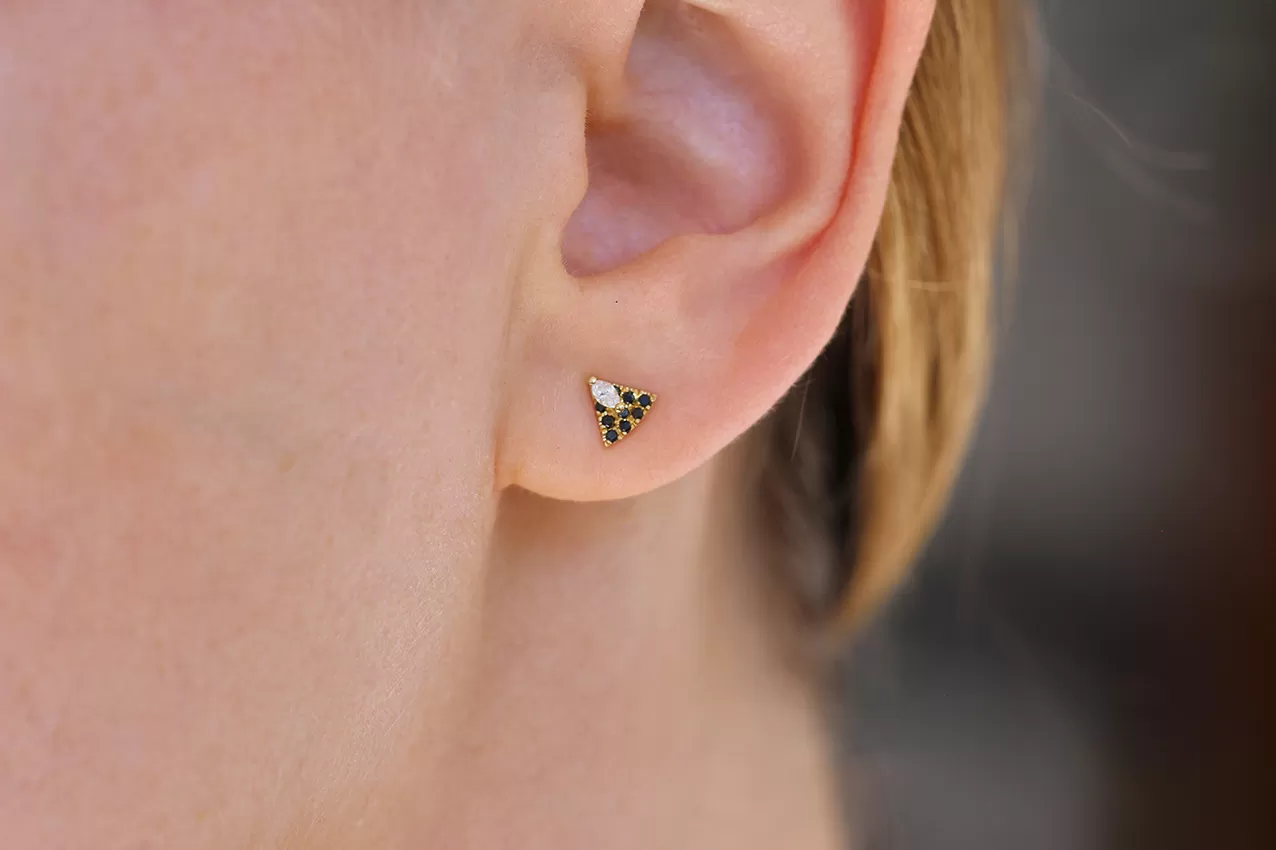 Tiny Diamond Studs - Art Deco Earrings