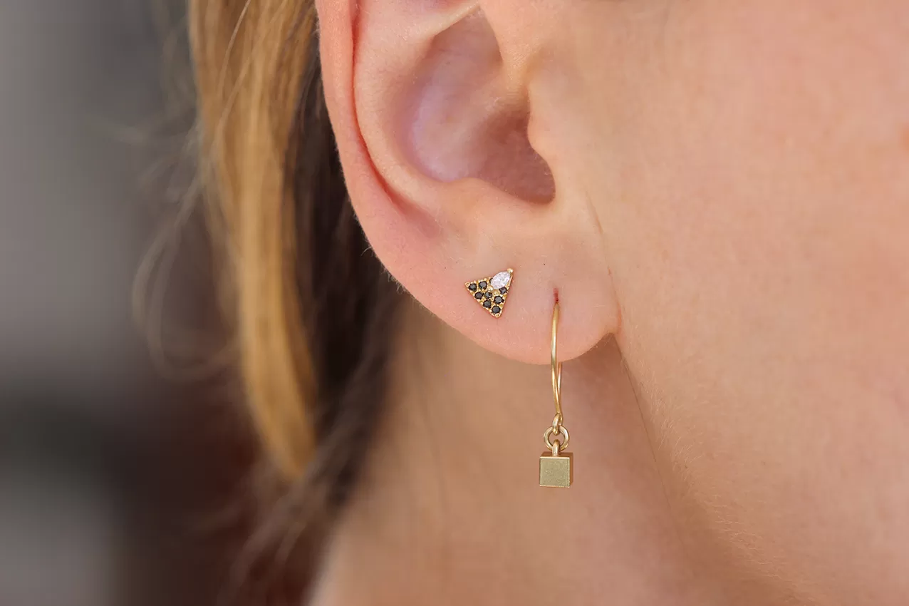 Tiny Diamond Studs - Art Deco Earrings