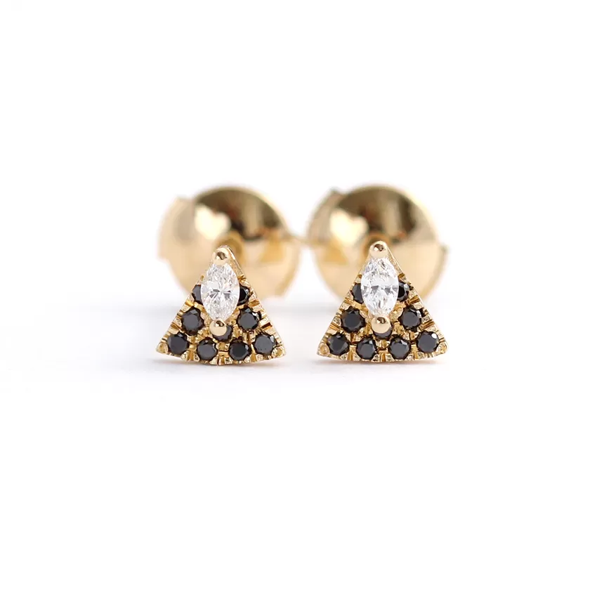 Tiny Diamond Studs - Art Deco Earrings