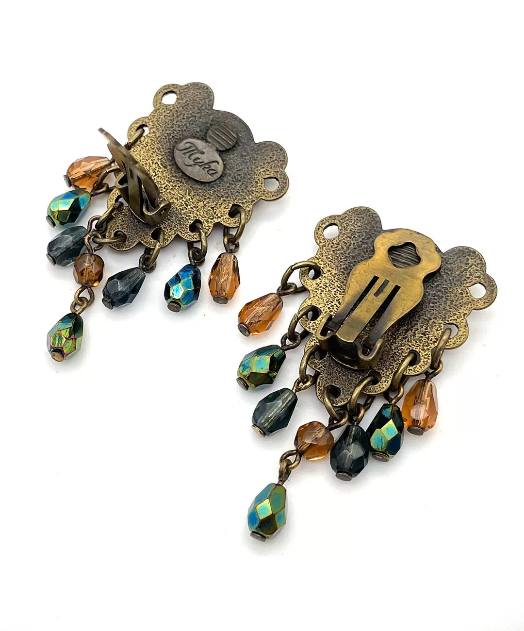 【USA輸入】ヴィンテージ MYKA ボーホー シック ビジュー イヤリング/Vintage MYKA Boho Chic Bijou Clip On Earrings