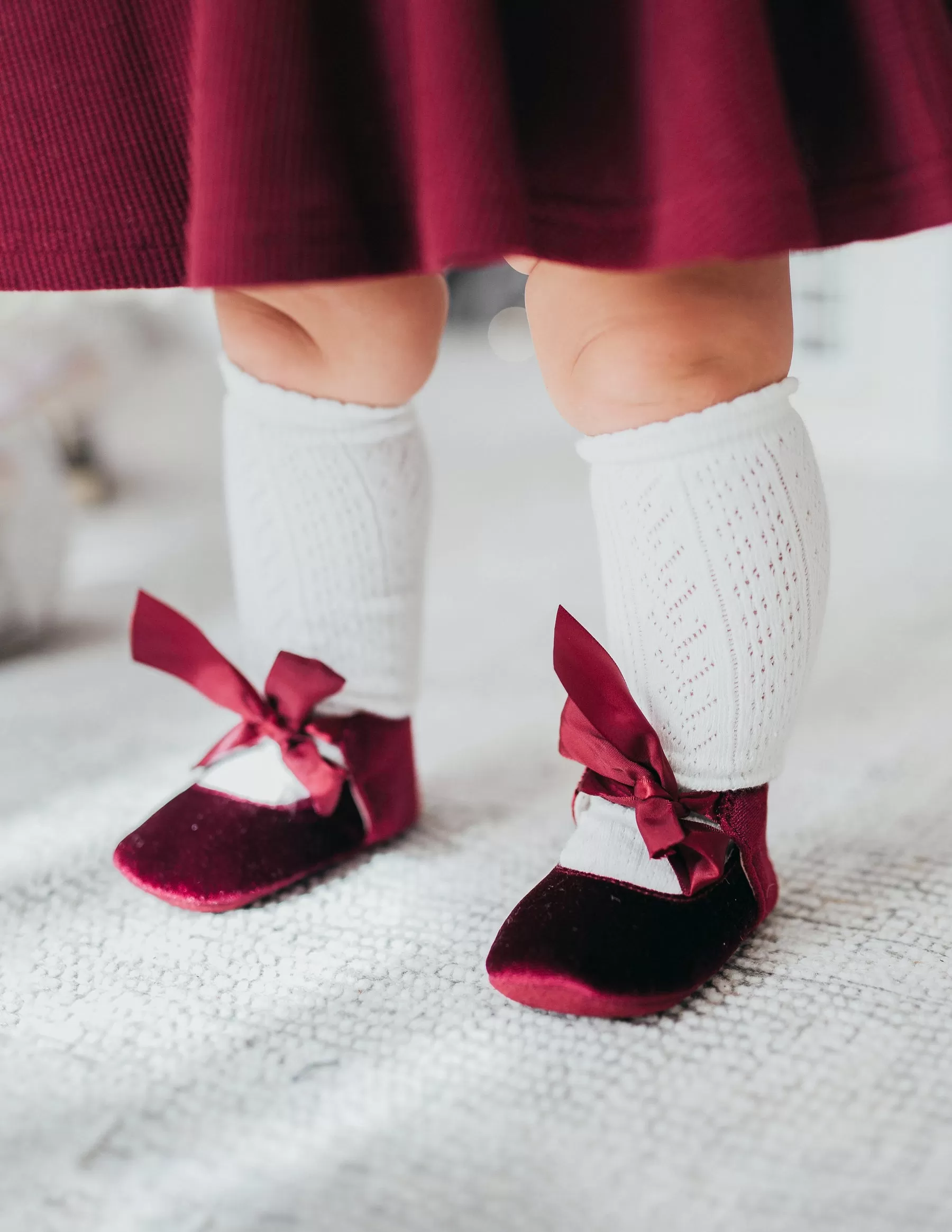 Victoria Velvet Mary Janes - Cherry Red