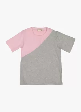 Vierra Rose Tyra Asymmetrical Color-blocked Tee in Pink/Grey