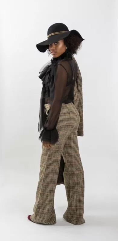 Vintage Plaid Wide Leg Pants