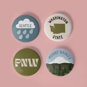 Washington State Set of 4 pinback buttons