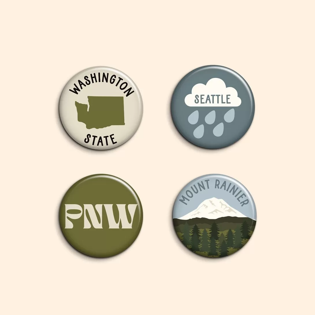 Washington State Set of 4 pinback buttons