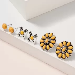 Western Design Yellow Stud Earring Set