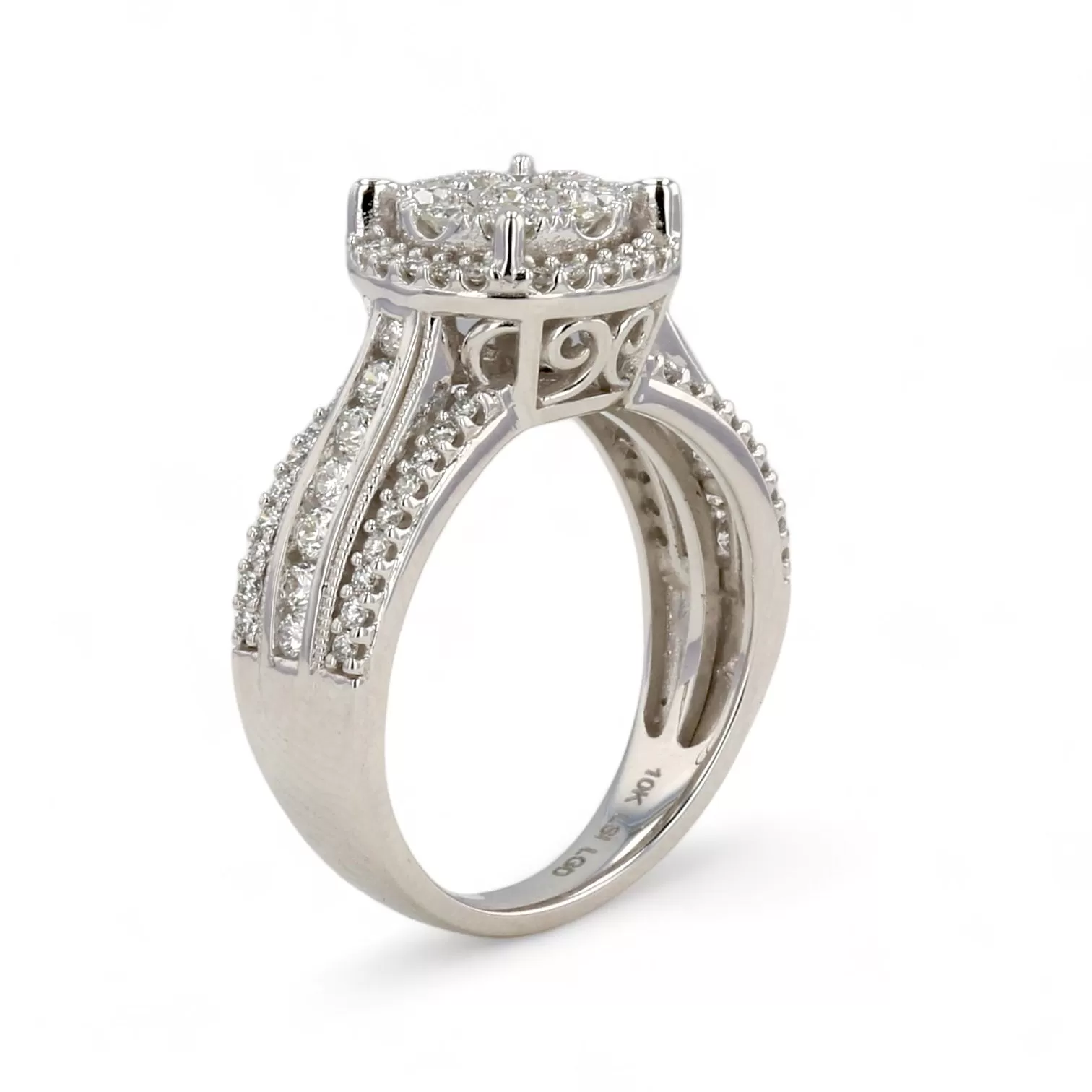 White gold 1CT diamond solitary princess ring-1000