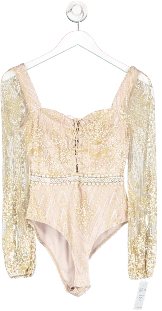 Who I Am Nude Embellished Bodysuit UK 6