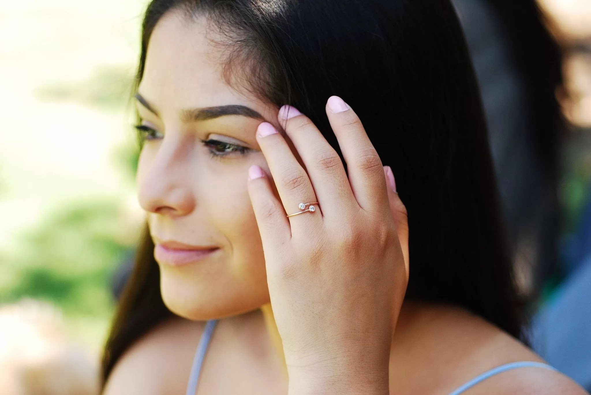 Wholesale Adjustable Double CZ Stacking Ring- 14k Gold Filled 925 Sterling Silver 14k Rose Gold Filled, Knuckle Ring, Midi Ring, Solitaire Ring [10]