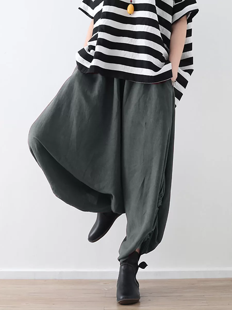 Women Spring Casual Solid Ankle Length Pants