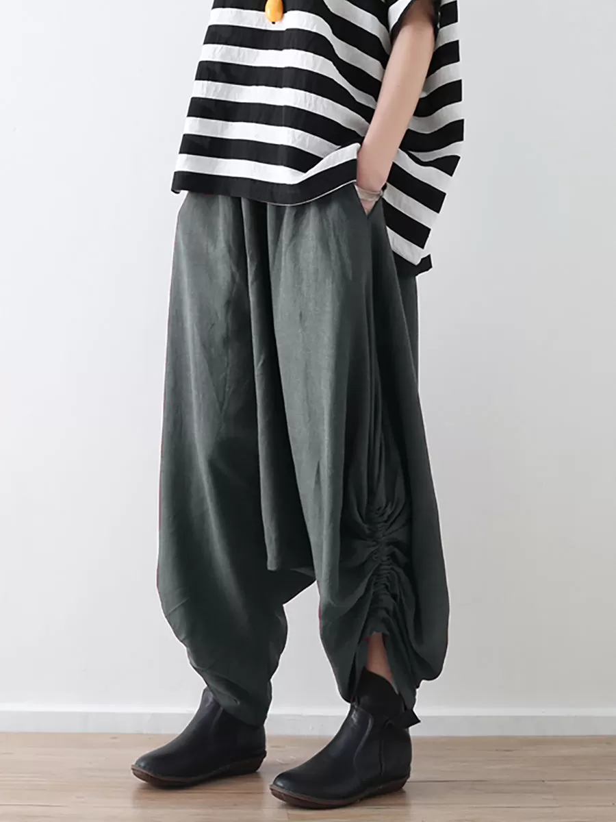 Women Spring Casual Solid Ankle Length Pants