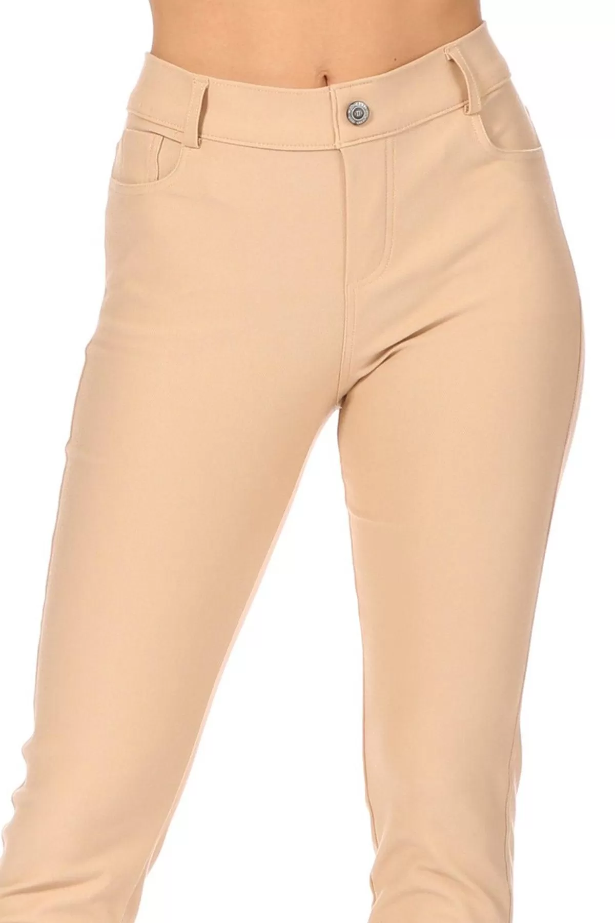 Women's Casual Comfy Slim Pocket Jeggings with Button