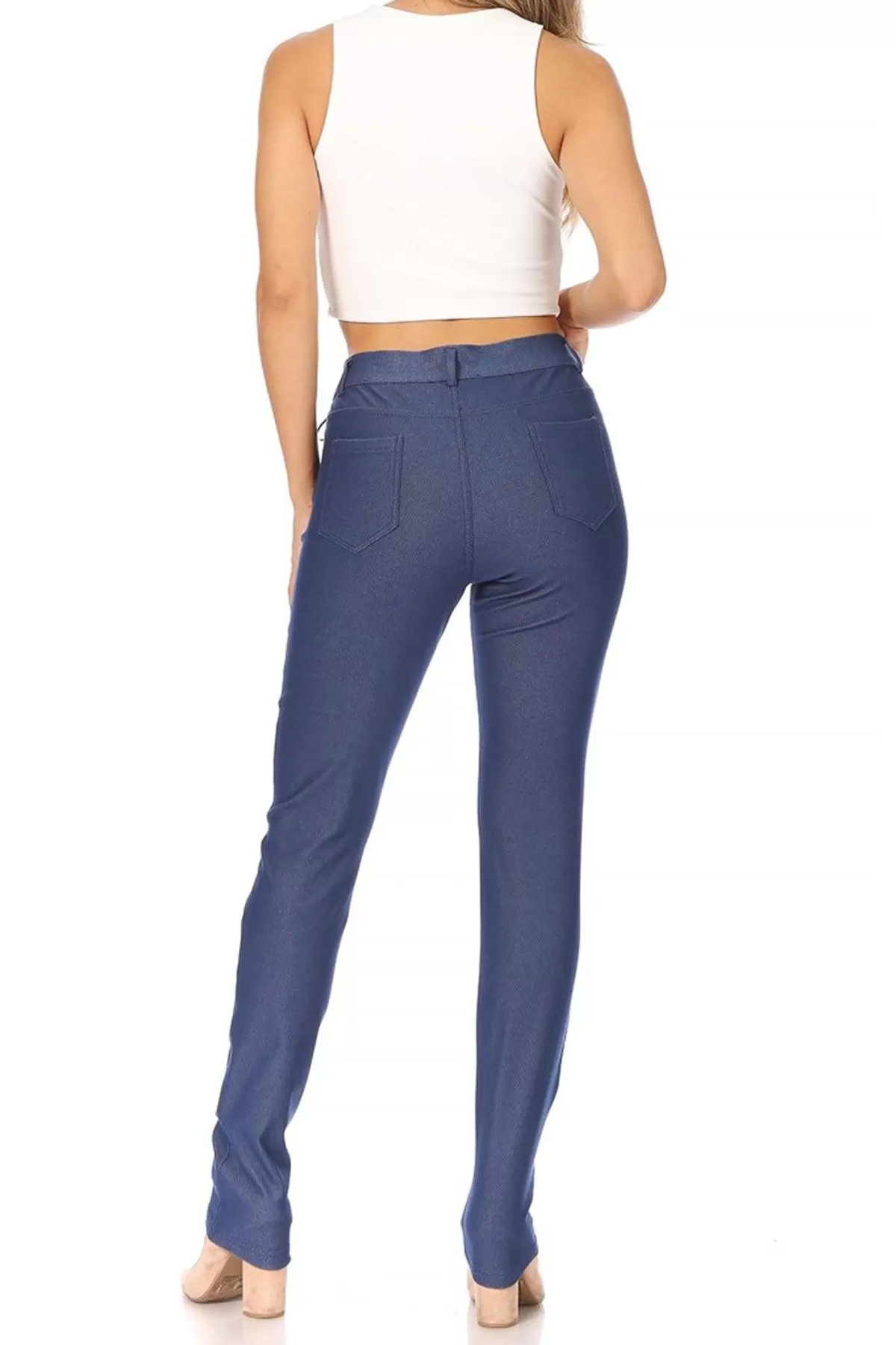 Women's Casual Comfy Slim Pocket Jeggings with Button