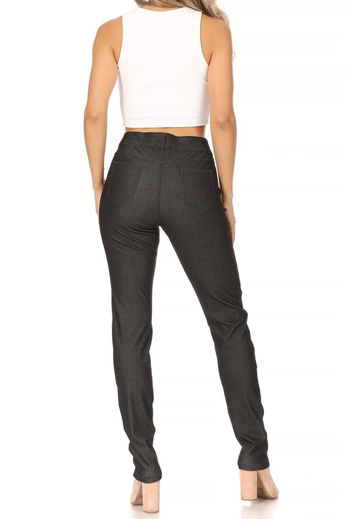 Women's Casual Comfy Slim Pocket Jeggings with Button