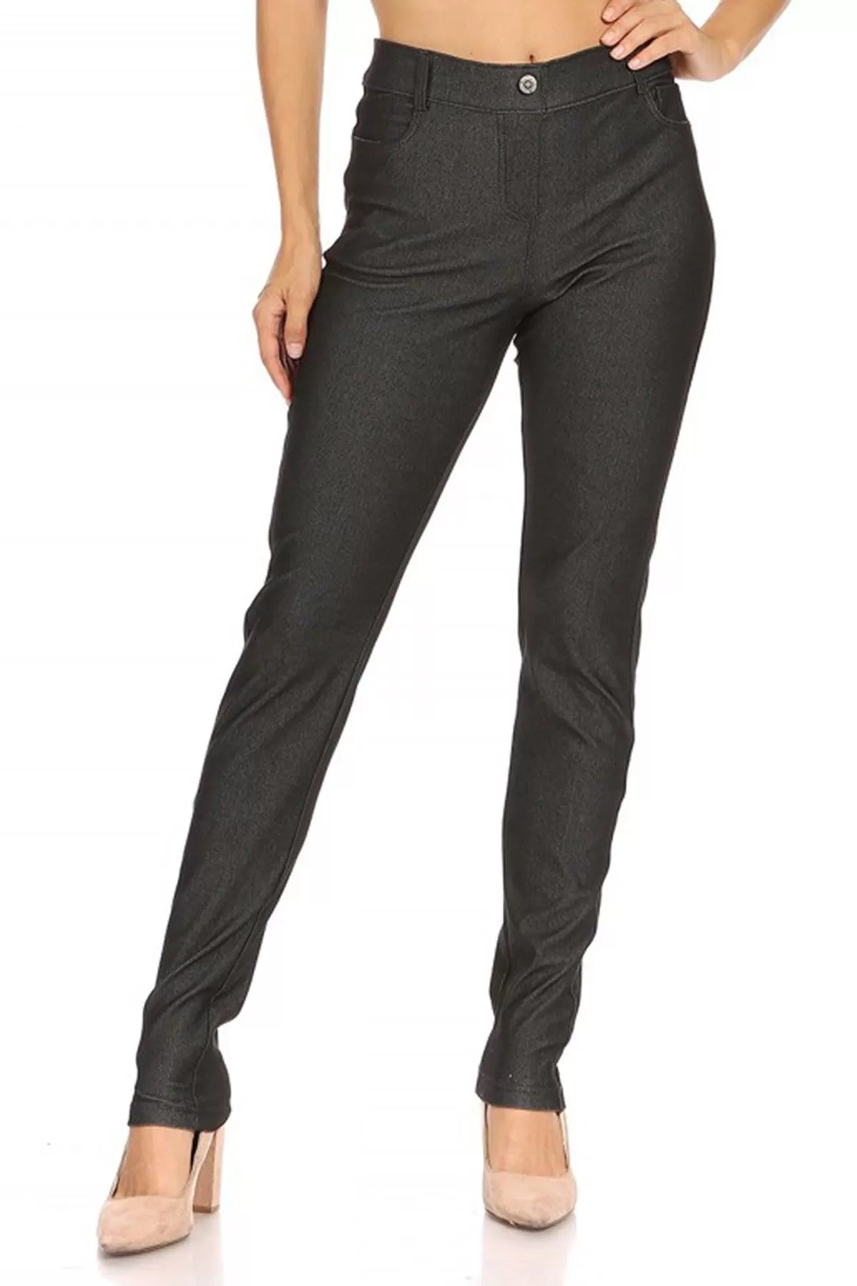 Women's Casual Comfy Slim Pocket Jeggings with Button