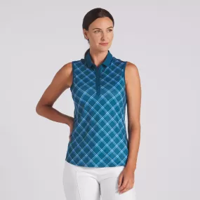 Women's CLOUDSPUN Plaid Sleeveless Golf Polo