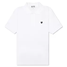 Women's Small Black Heart Polo Shirt - White