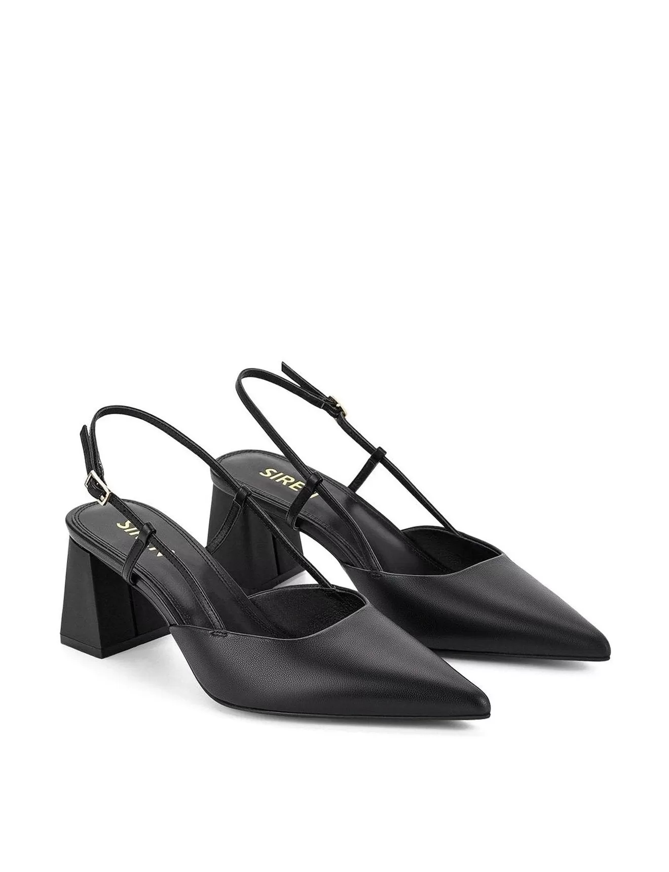 Yasmine Slingback Heels - Black Leather